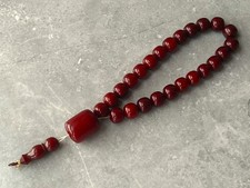 Antique Cherry Amber Bakelite Faturan Prayer Beads Misbaha Rosary 78.2g TESTED picture