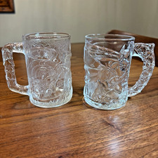 McDonalds Batman Forever 1995 Glass Mugs Set of 2 Batman & Robin Vintage Clear picture