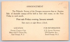 Philatelic Society of the Oranges Auction Sale Announcement 1920 picture