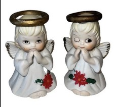 Cute Vintage Japan Porcelain Angels Figurine Bells picture