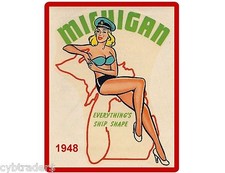 1948 MISS MICHIGAN STATE Vintage Decal Image Refrigerator / Tool Box Magnet picture