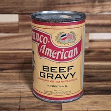 Vintage 1940’s Campbell Soup Franco American Beef Gravy Tin Unopened Full NOS picture