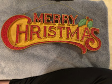 Vintage MERRY CHRISTMAS Hanging Plastic Mold Sign Plaque 14.5 picture
