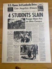 VINTAGE NEWSPAPER HEADLINE~VIETNAM WAR STUDENTS PROTEST 4 DEAD IN OHIO 1970 KENT picture