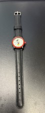 LORUS QUARTZ MICKEY MOUSE DISNEY BLACK LEATHER BAND WATCH *NEW BATTERY INSTALLED picture