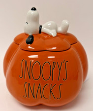 Rae Dunn | Orange | Peanuts Snoopy Pumpkin Cookie Jar Ceramic SNOOPY'S SNACKS picture