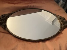 VTG Matson Signed Gold Gilt Ormolu Oval Mirror Tray 16