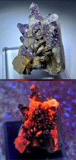 **WOW- Fluorite Fluorescent Calcite Pyrrhotite on Quartz crystals, mine Mexico** picture