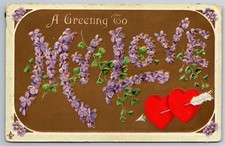 Valentines Day, Greeting, My Love, Red Hearts, Embossed, Vintage Postcard picture