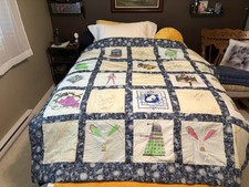 Doctor Who autographed quilt by 13 Classic Dr Who actors.  picture