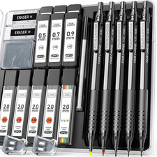 Metal Mechanical Pencil Set, 3PCS Art Drafting Pencils 0.5, 0.7 picture