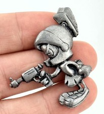 Vtg Marvin The Martian Ray Gun Pewter Tone Looney Tunes Warner Bros Brooch Pin picture