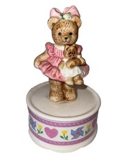 Vintage fun Ceramic Teddy Bear Holding Teddy Bear Figurine picture