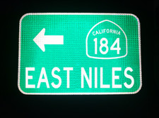 EAST NILES Hwy 184, California route road sign 18