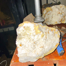 Large White Quartz Crystal Cluster on Matrix Rough Mineral Rock Display Specimen picture