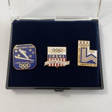 Vintage USA Olympic Team Enamel Lapel Pins Lot Lake Placid Squaw Valley Set picture