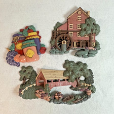 Home Interior Vtg 1990s Plastic Country Themed Wall Decor Hangings Set Of 3 picture