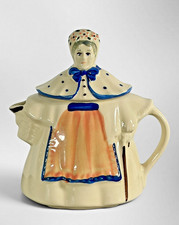 Vintage Shawnee Pottery Granny Ann Teapot USA 1940s Peach Apron Blue 8 NICE picture