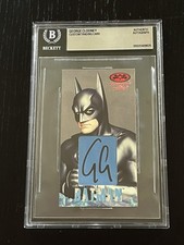 George Clooney Signed Custom Cut Auto 1997 SkyBox Batman Robin Card BAS BGS picture