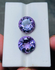 Round Cut 12 MM Natural Amethyst Stone Pair Set Perfect For Earrings 12 Crt . picture