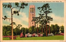 Postcard Lake Wales FL Singing Tower Peaceful Mountain Sanctuary linen picture