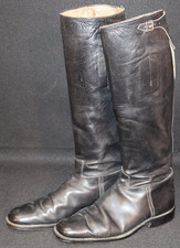 WWII German Army Wehrmacht Officers Black Leather Riding Boots Larger Sz Supple picture