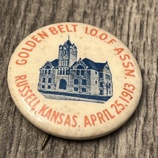 Vintage 1913 Golden Belt IOOF International Order Of Odd Fellows Pinback Pin PB2 picture