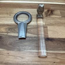 Wm. A. Rogers Owl Magnifying Glass paperweight & Antique 5” Magnifying Glass Lot picture