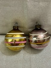 Pre WWII Shiny Brite Striped Glass Ornaments US Of A 1930’s-40’s picture