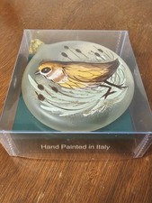 New VIETRI Yellow Bird Christmas Ornament Italian Hand Painted Blown Glass picture