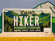 Idaho Vanity License Plate HIKER Forests Forever Hiking Backpacking New Mint picture