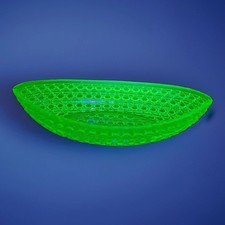 Vaseline Glass Celery Boat Central Glass Company #775 Pressed Diamond ANTQ picture
