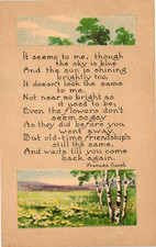 Antique Poem Scenic Postcard It Seems to Me Verse Pastoral Landscape picture