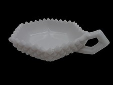 Westmoreland Milk Glass English Hobnail Candle Holder or Candy Dish with Handle picture