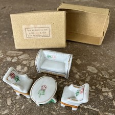 Occupied Japan Miniature Porcelain 4 Piece Parlor Set With Rare Original Box picture