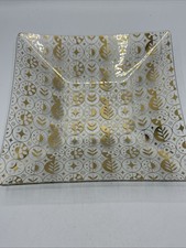 Vtg Georges Briard Bent Glass Serving Tray Bowl Gold Gilt MCM 9.5