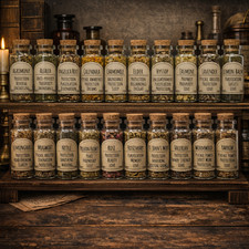 20 Herb Witchcraft Apothecary Set Ritual Botanicals Spell Jars Corked Glass Vial picture