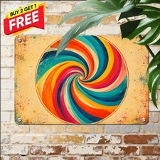Swirling Abstract Color Palette Decor 8x12 Artistic Modern Metal Tin Plaque picture