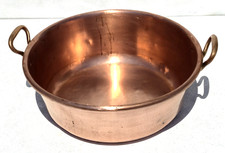 Vintage 15.9inch French Copper Jam Pan Bronze Handles Rolled Rim 9lbs Gift Idea picture