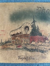 Vtg Handmade Leather Photo Album Covered Wagon, Settlers Flagstaff, Arizona picture