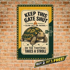 Please Close the Gate Tortoise Metal Sign Pet Safety Yard Plaque picture
