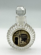 Antique 1800s Victorian Souvenir Pressed Glass Perfume Scent Bottle w Photograph picture