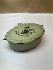 Small Tin Trinket Box with Hinged Lid and Birds in Nest Image on Top picture