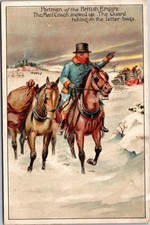Vintage Pictorial Postcard Postmen of the British Empire Mail Coach Snowed Up picture