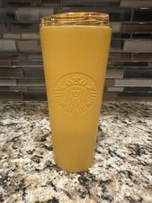 New Starbucks 2023 Mustard Yellow Stainless Steel Tumbler 16 oz Siren 011145258 picture