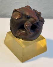 Vintage Japanese “Resin” Netsuke carved coiled rat attributed to artist Masanao picture