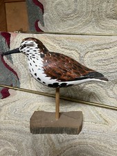 Vintage William E Kirkpatrick Carved Wood Bird Ruddy Turnstone Unusual 8.5”L picture