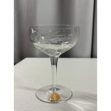 Royal Halden Fine Crystal Champagne Coupes Set of 6 Etched Floral Czech S0100 picture