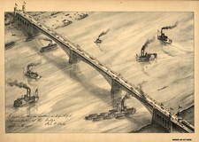 St Louis Missouri 1896 Vintage Bridge Steamboats Panoramic Map Reprint Wall Art picture
