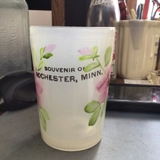 4” SOUVENIR ROCHESTER MINN. MILK GLASS CUP. OLMSTEAD COUNTY. 1900’s MINNESOTA  picture